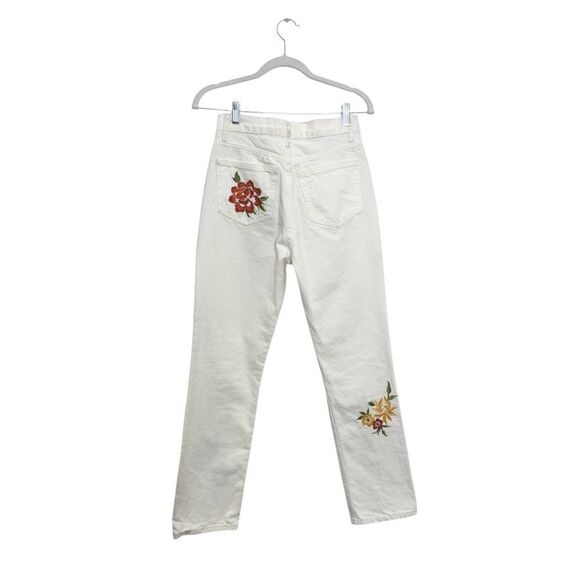 RARE! Reformation White Cynthia Straight Leg Mid Rise Denim Jeans - Picture 14 of 17
